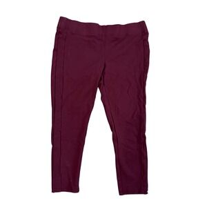 LOFT Womens XL Burgundy Ponte Skinny Pants Front Seam Elastic Waist Workwear